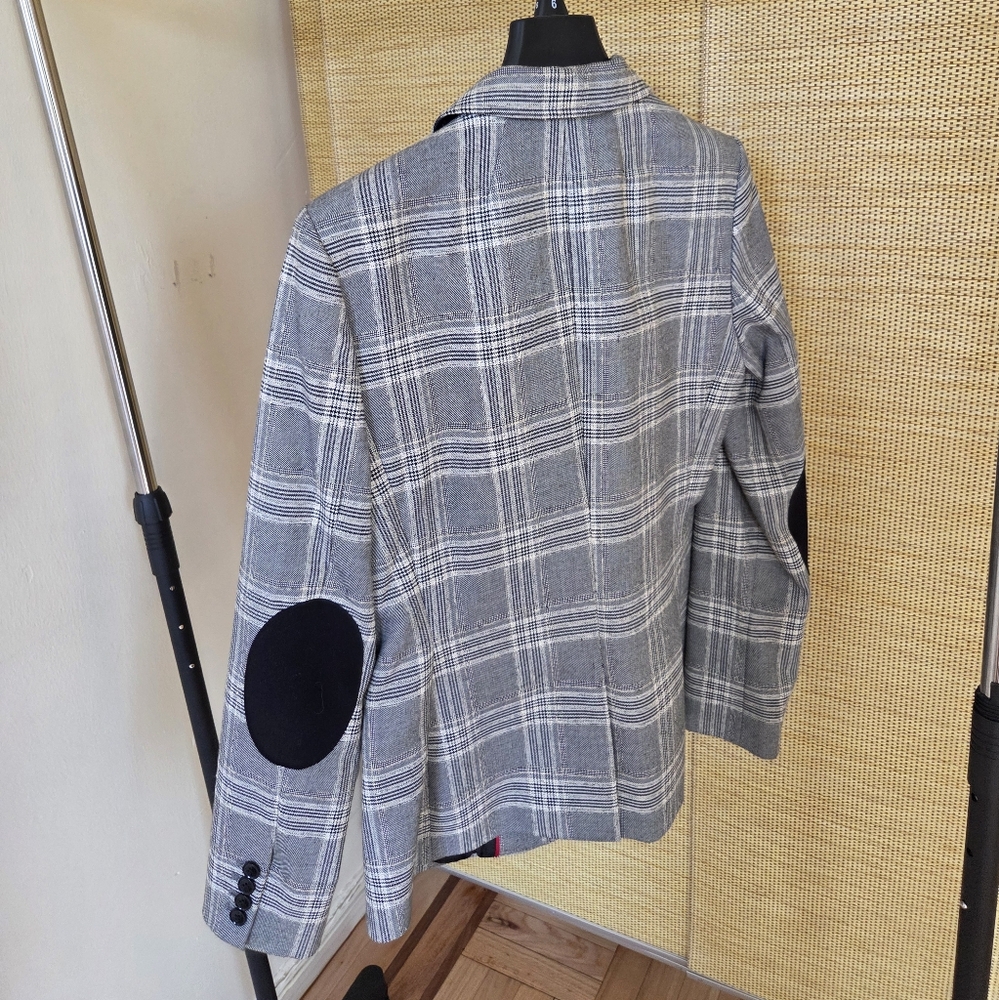 Tommy Hilfiger Gray Plaid Jacket with Black Accents